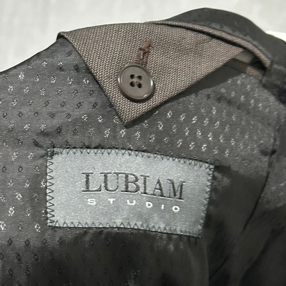 Lubiam Mens Brown‎ Solid Italian Made Virgin Wool 2pc Suit 40L Jacket 33x31 Pant - Picture 8 of 16
